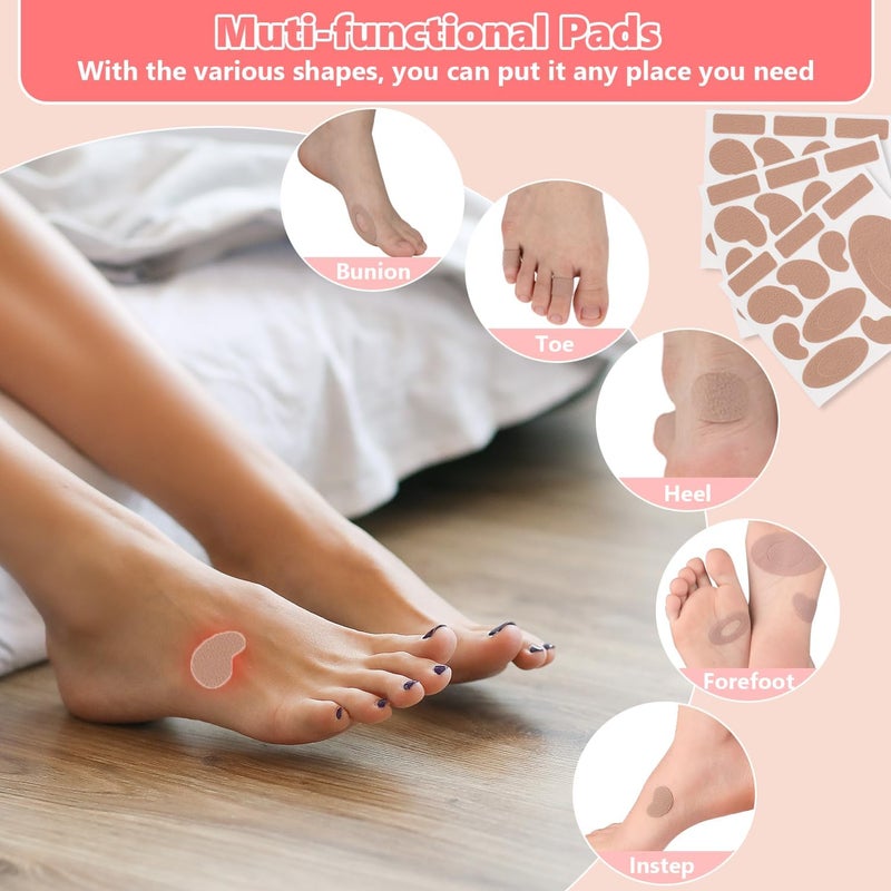 Decproch Adhesive Moleskin Pads for Blister Feet, Moleskin Padding, Mole Skin Tape Stickers for Feet, Blister Prevention Bandages for Boots Hiking Reduce Friction Pain - 5 Sheets (55 Pieces Total) - Image 2